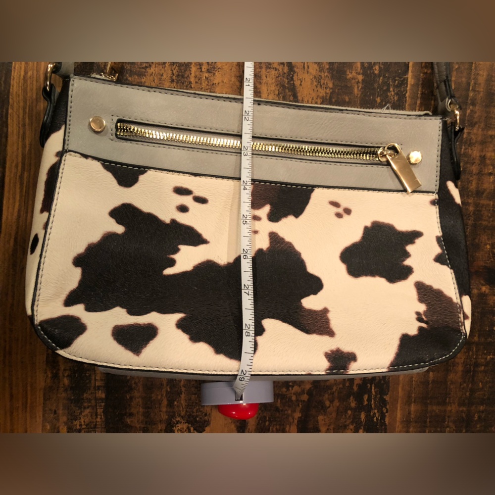 Stylish Cow Print Clutch with Gold Zipper